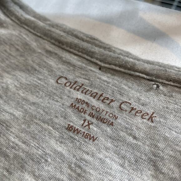 Coldwater Creek Women's Gray Open Front Cardigan Size 1X Soft Indian Cotton - Picture 5 of 11